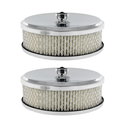 Twin 6-3/8" x 2" Chrome Air Cleaner with 2-5/16" Neck suits Holden Stromberg