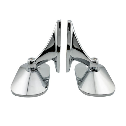 Caretti Pair Rectangle Side Mirrors Chrome Classic Vintage Fender / Door Mirror Roberk 370
