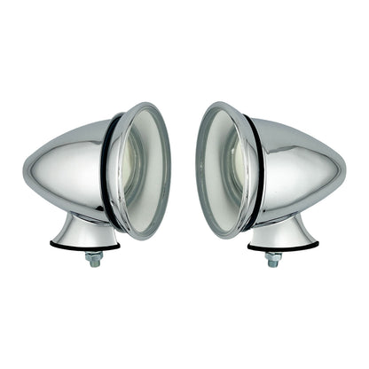 Caretti Chrome Bullet Mirrors with Adjustable Head, Classic 1960s MG Mini Triumph (Pair)
