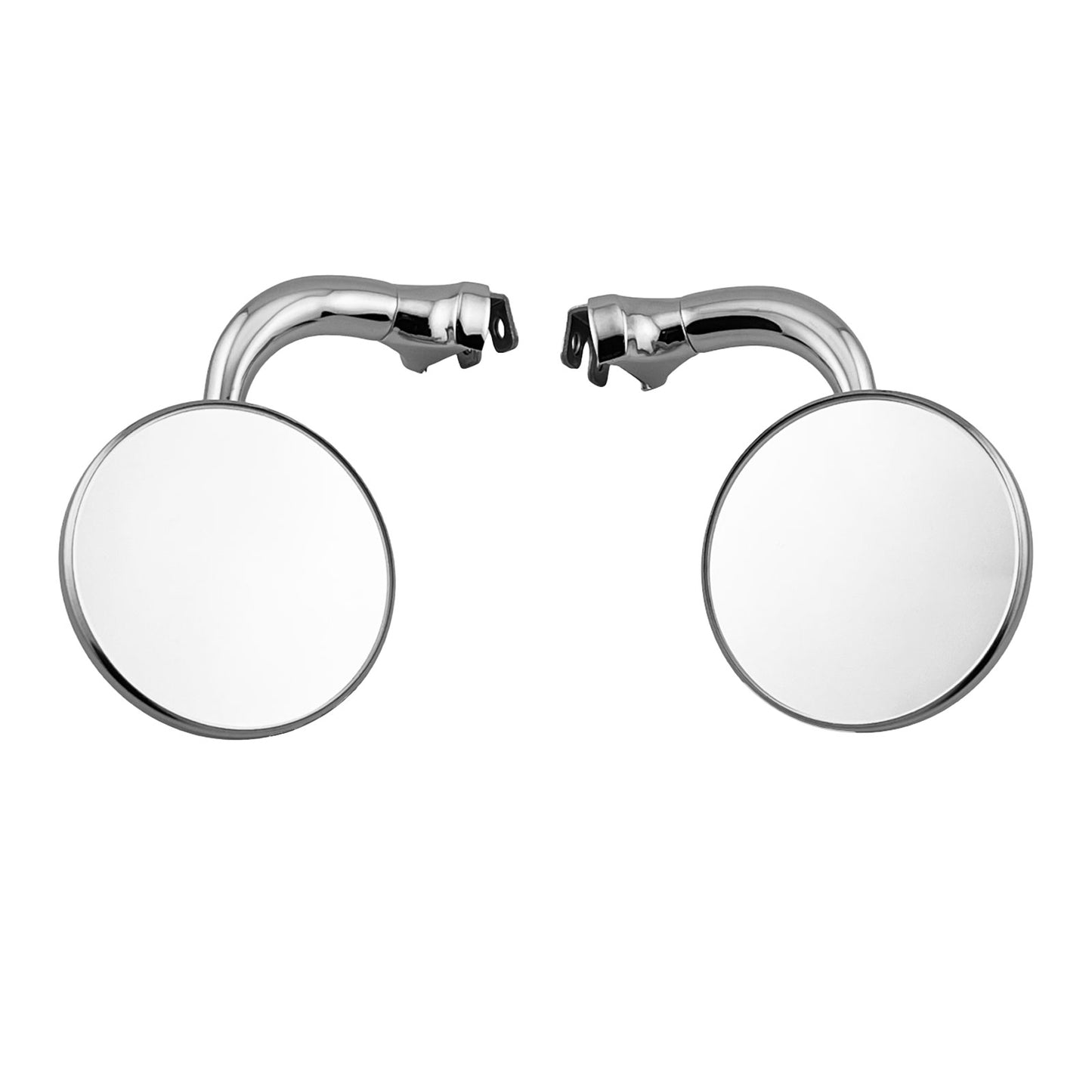 Caretti Peep Mirrors 3" Round Chrome, Curved Arm, Classic Hot Rod (Pair)