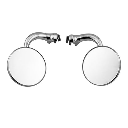 Caretti Peep Mirrors 3" Round Chrome, Curved Arm, Classic Hot Rod (Pair)