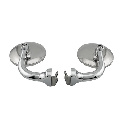Caretti Peep Mirrors 3" Round Chrome, Curved Arm, Classic Hot Rod (Pair)