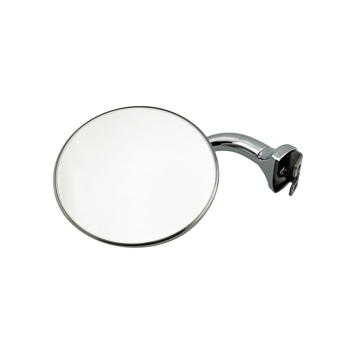 Caretti Peep Mirror 4" Round Chrome Curved Arm Classic Hot Rod (Single) Street Legal
