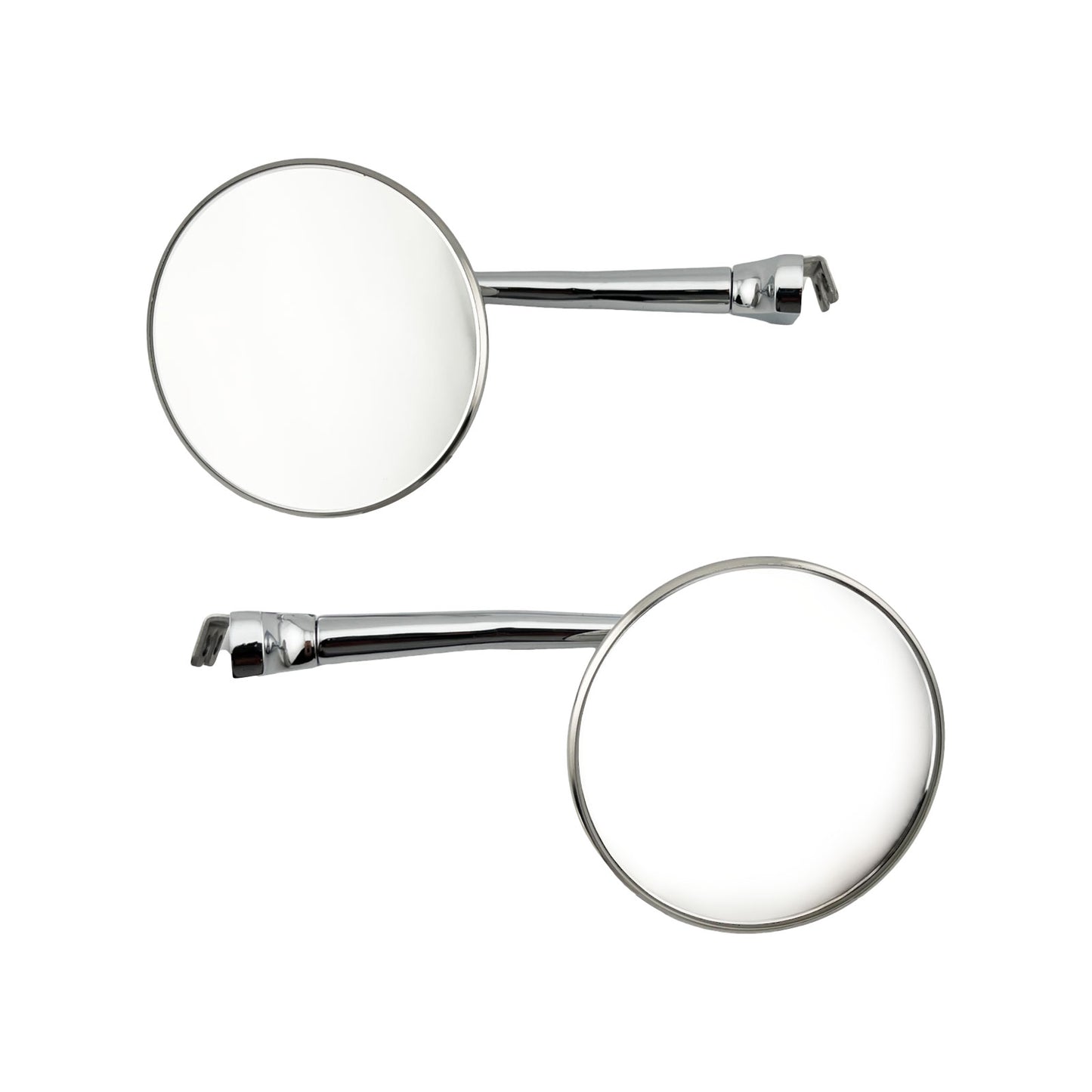 Caretti Peep Mirrors 4" Round Chrome Straight Arm Classic Hot Rod (Pair) Street Legal