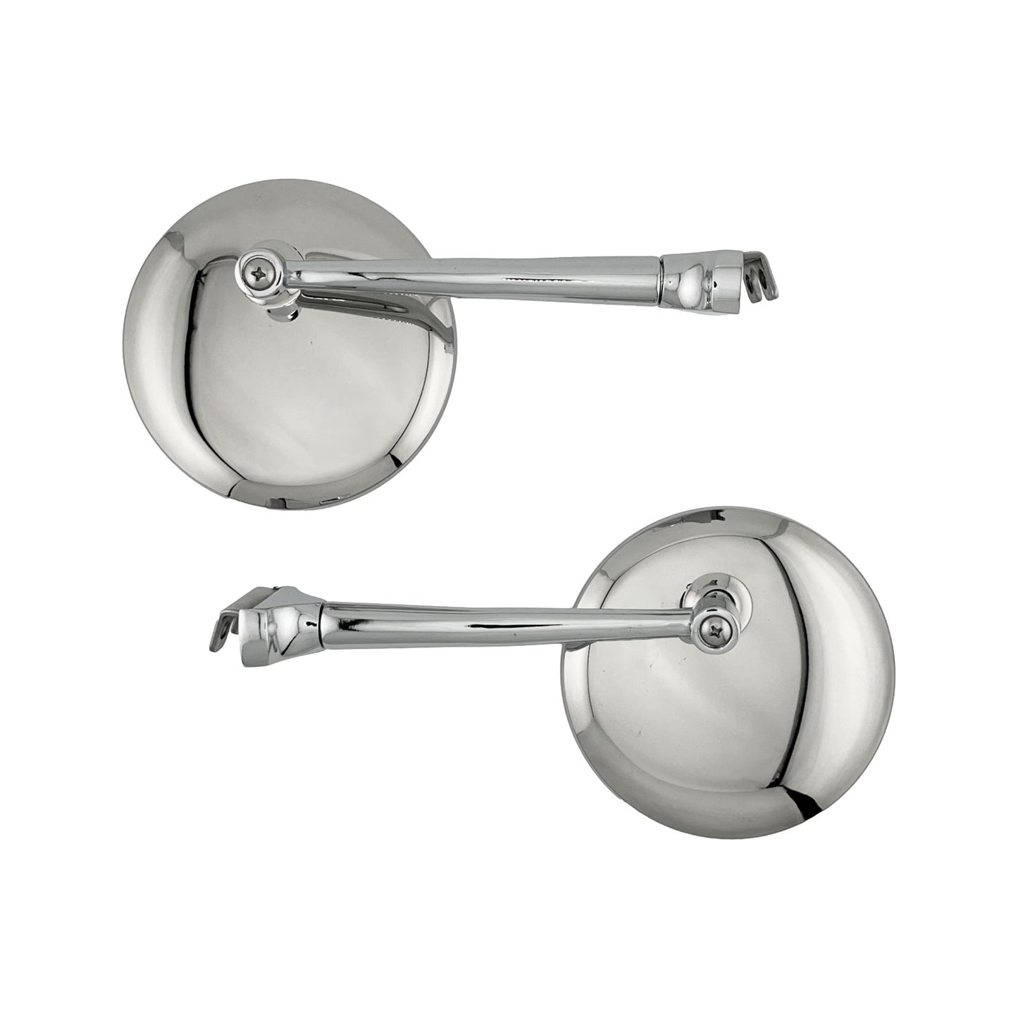 Caretti Peep Mirrors 4" Round Chrome Straight Arm Classic Hot Rod (Pair) Street Legal