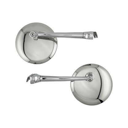 Caretti Peep Mirrors 4" Round Chrome Straight Arm Classic Hot Rod (Pair) Street Legal