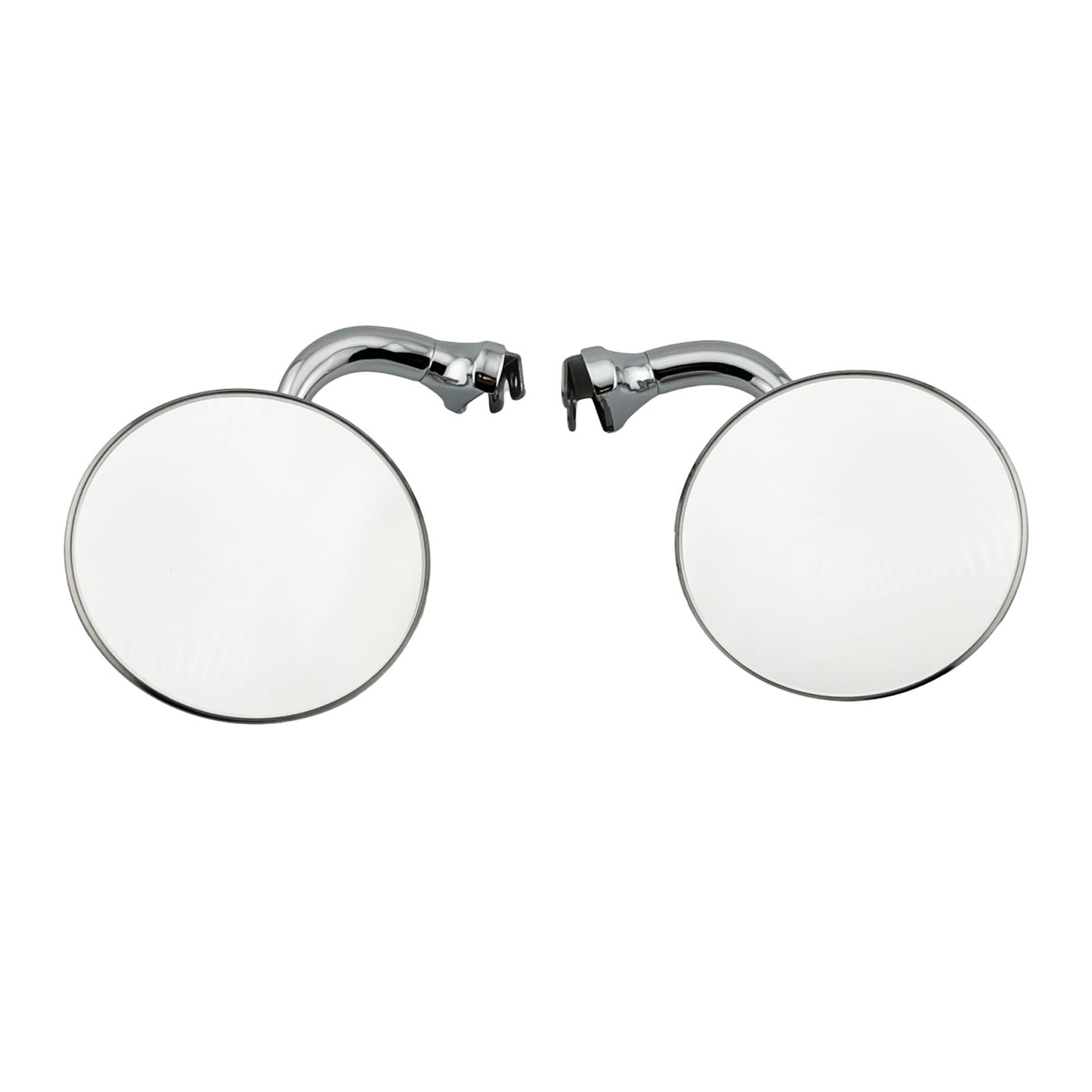 Caretti Peep Mirrors 4" Round Chrome Curved Arm Classic Hot Rod (Pair) Street Legal