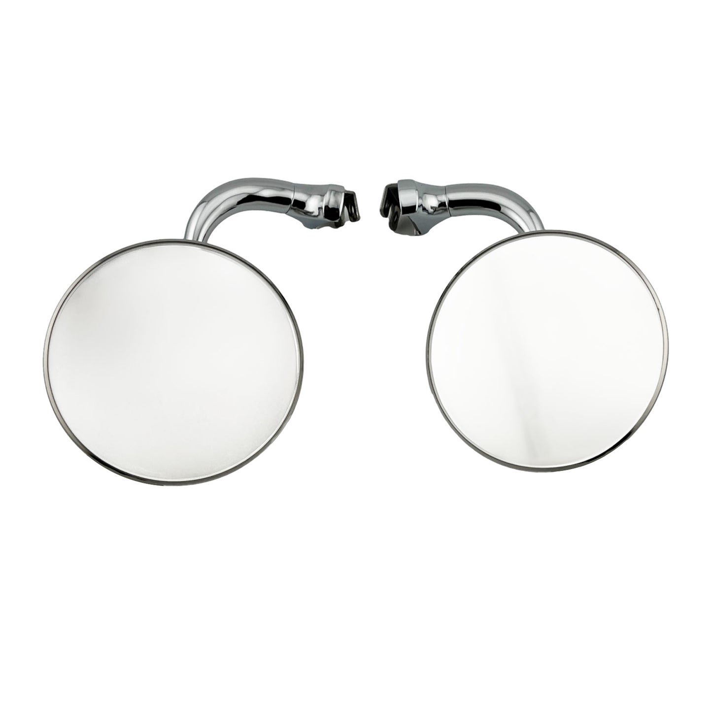 Caretti Peep Mirrors 4" Round Chrome Curved Arm Classic Hot Rod (Pair) Street Legal