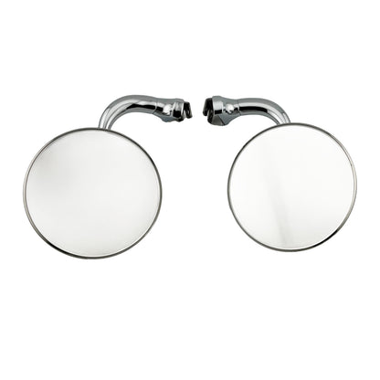 Caretti Peep Mirrors 4" Round Chrome Curved Arm Classic Hot Rod (Pair) Street Legal