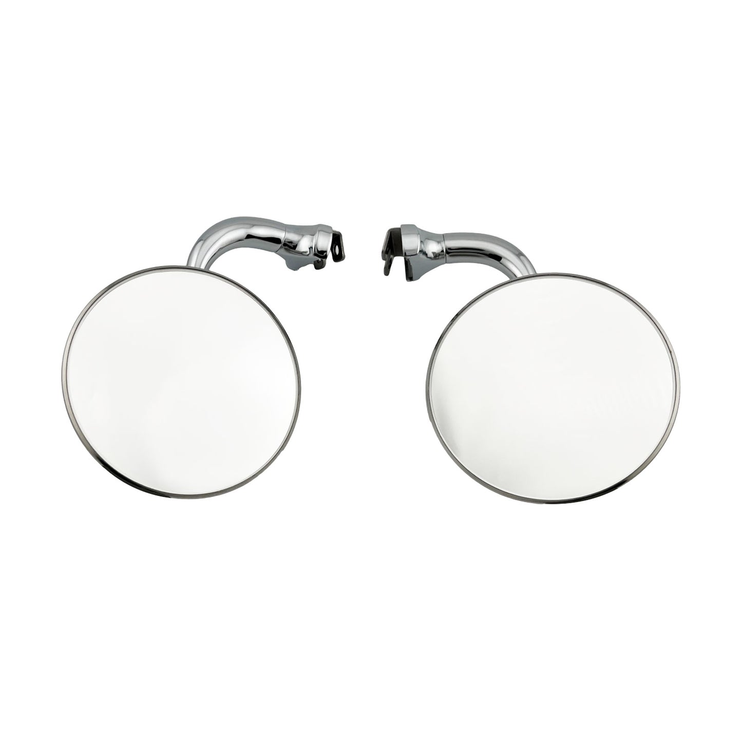 Caretti Peep Mirrors 4" Round Chrome Curved Arm Classic Hot Rod (Pair) Street Legal