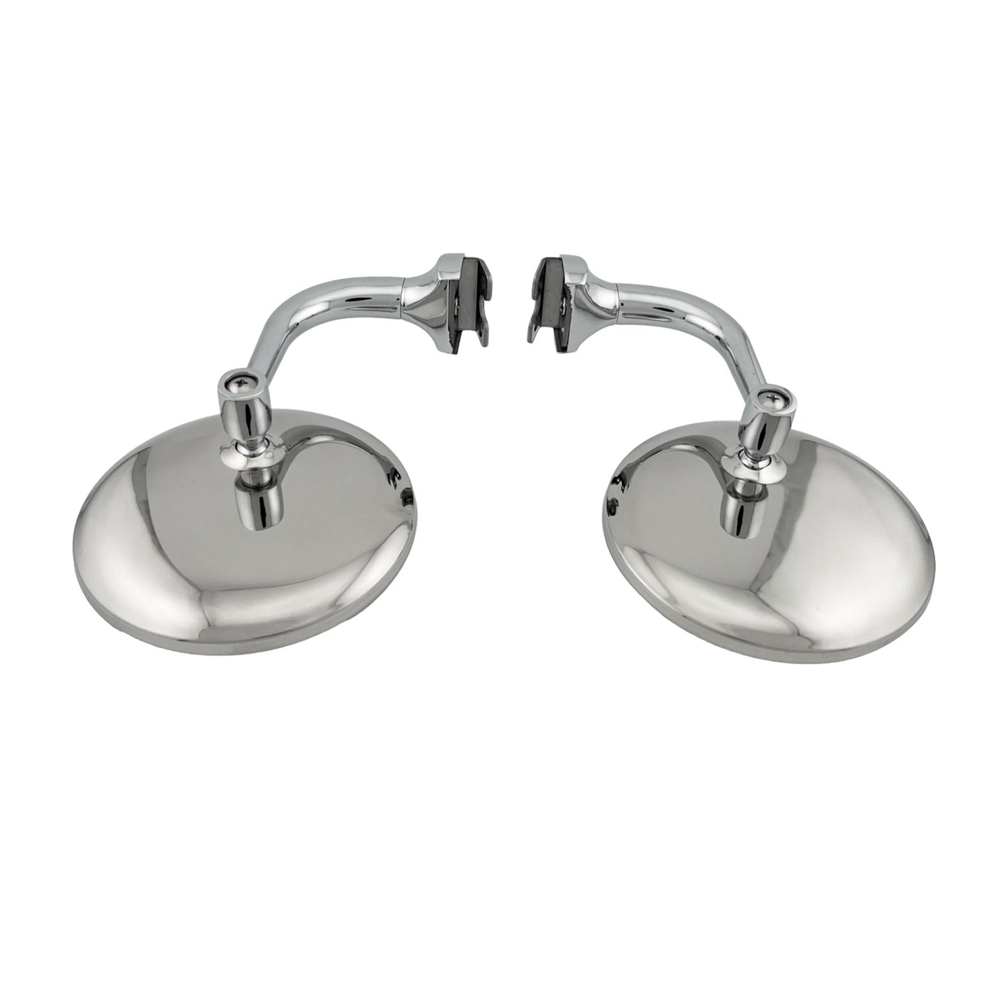 Caretti Peep Mirrors 4" Round Chrome Curved Arm Classic Hot Rod (Pair) Street Legal