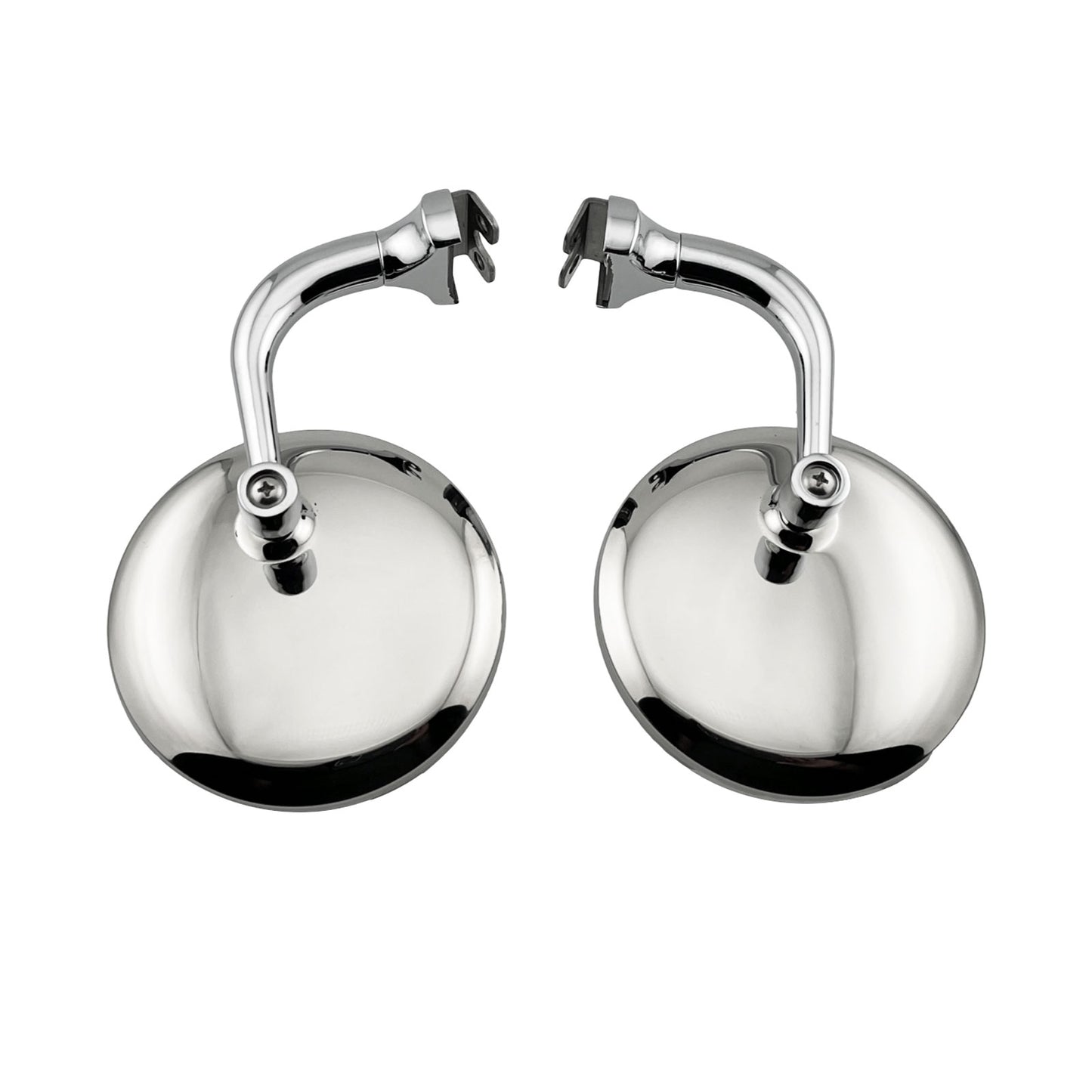 Caretti Peep Mirrors 4" Round Chrome Curved Arm Classic Hot Rod (Pair) Street Legal