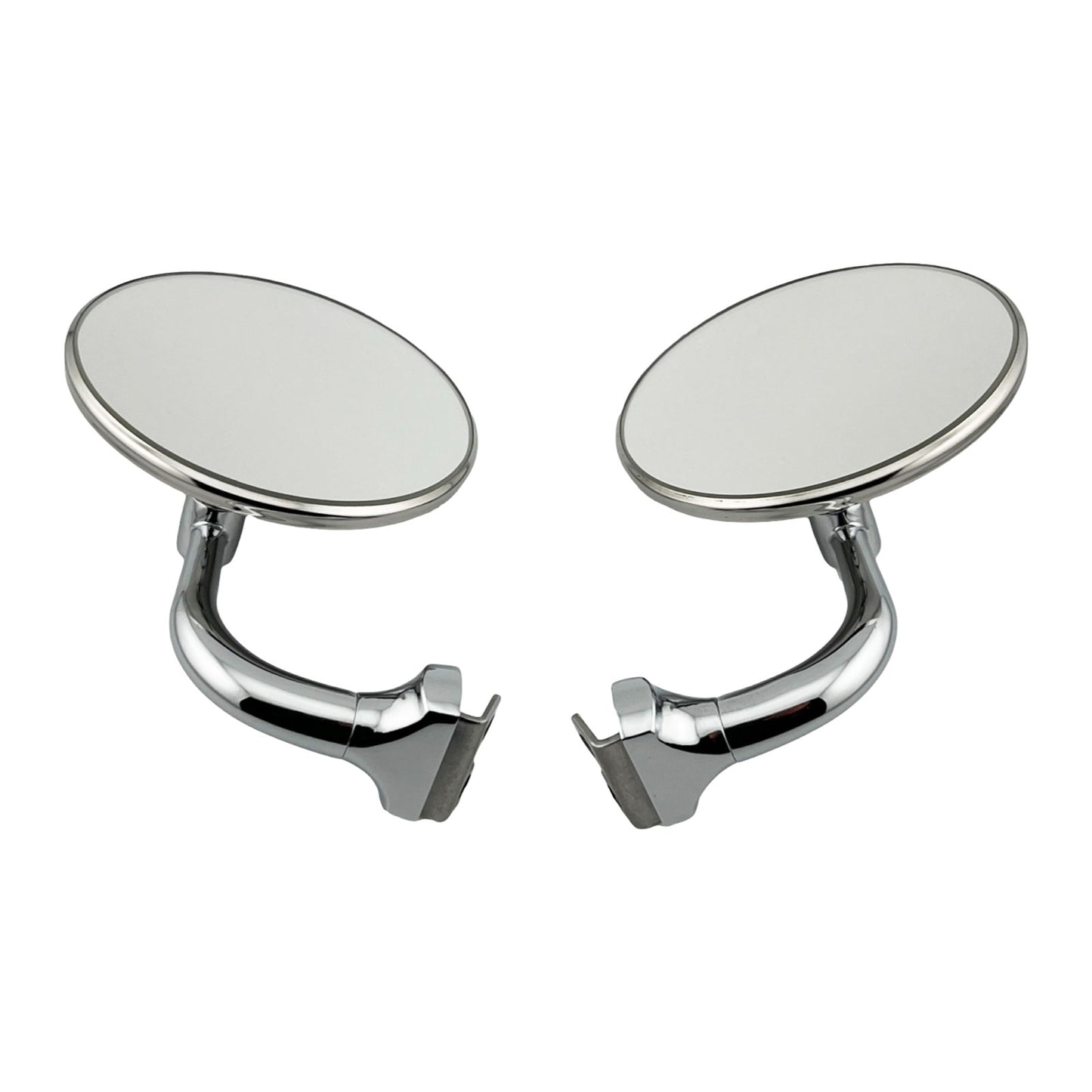 Caretti Peep Mirrors 4" Round Chrome Curved Arm Classic Hot Rod (Pair) Street Legal