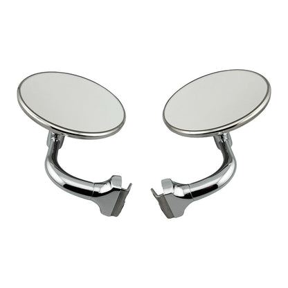 Caretti Peep Mirrors 4" Round Chrome Curved Arm Classic Hot Rod (Pair) Street Legal