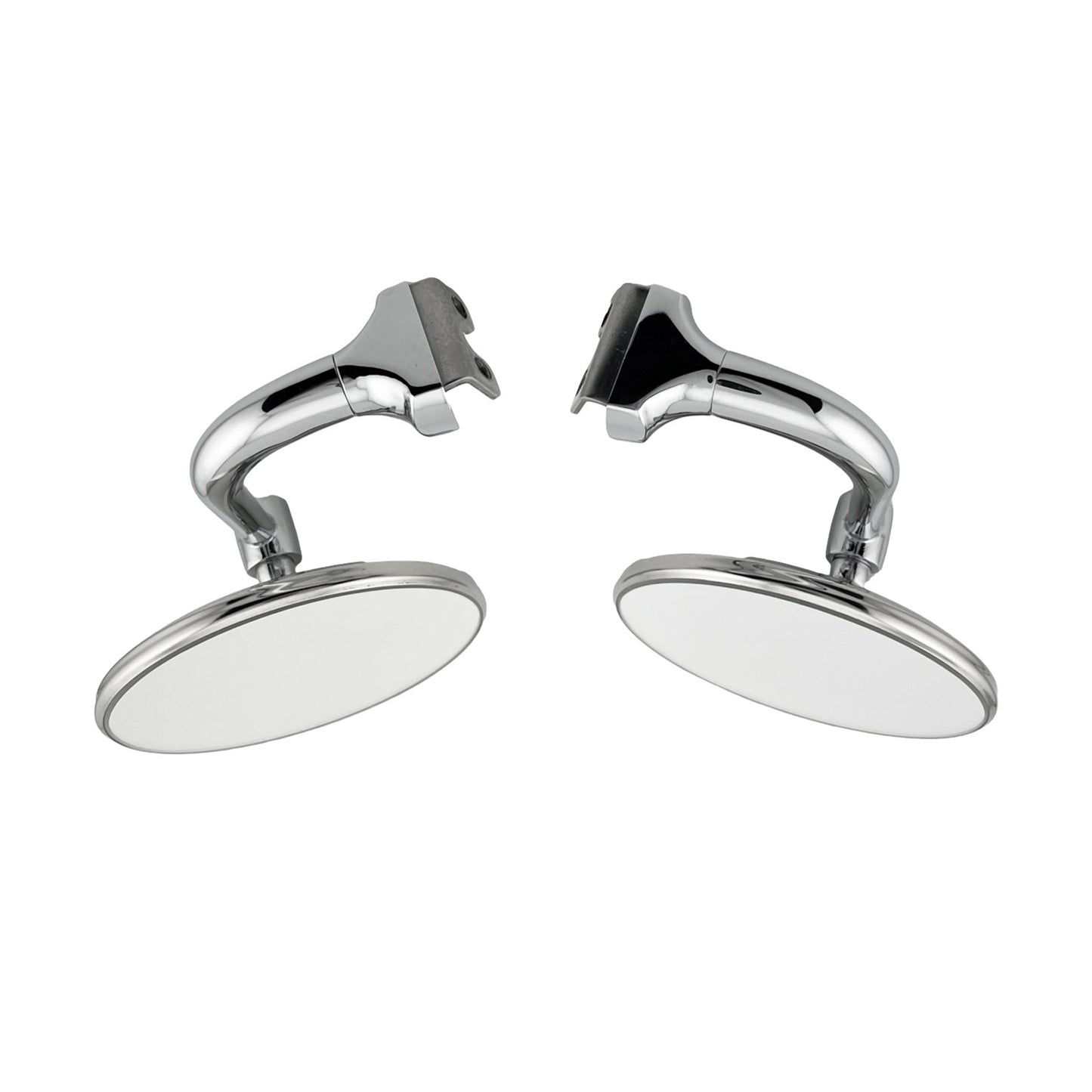 Caretti Peep Mirrors 4" Round Chrome Curved Arm Classic Hot Rod (Pair) Street Legal