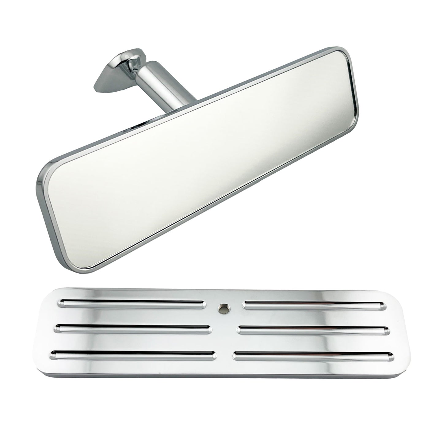 Caretti Slimline Rearview Mirror Chrome Billet Aluminium Rectangular Milled Hot Rod