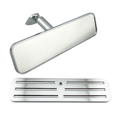 Caretti Slimline Rearview Mirror Chrome Billet Aluminium Rectangular Milled Hot Rod