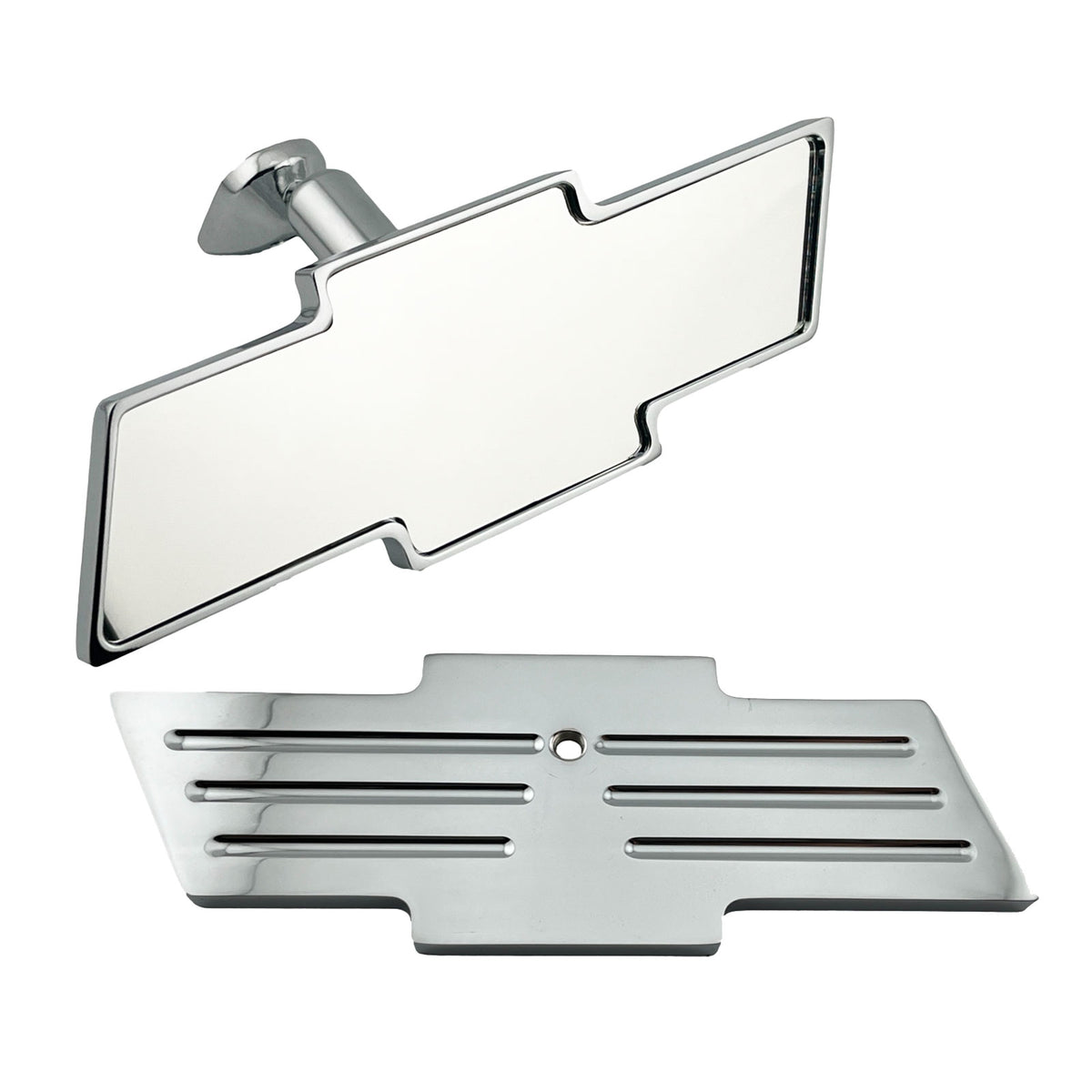 Caretti Chevy Bowtie Rearview Interior Mirror Chrome Milled Aluminium