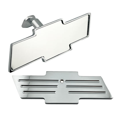 Caretti Chevy Bowtie Rearview Interior Mirror Chrome Milled Aluminium