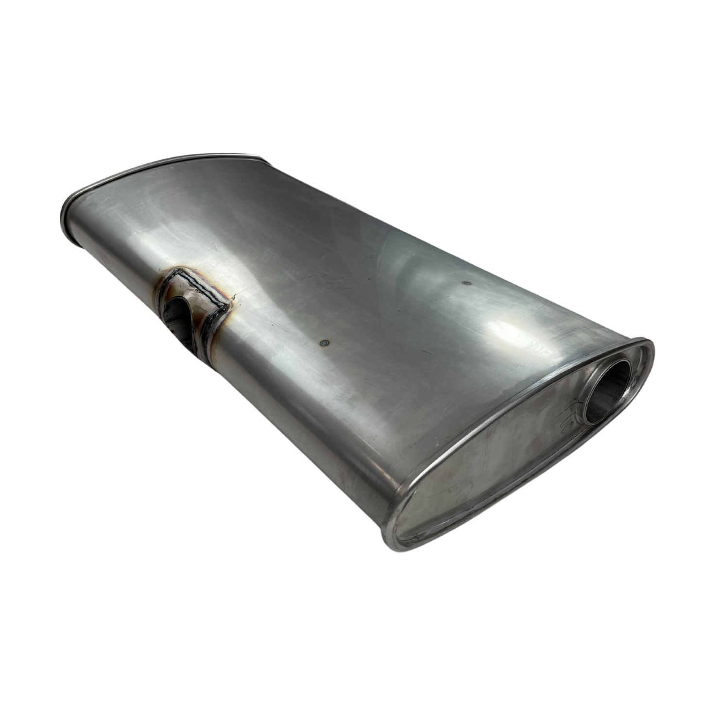 2-1/4" Triple Flow Muffler East / West - 12" x 4" Oval, 24" Long, 409 SS