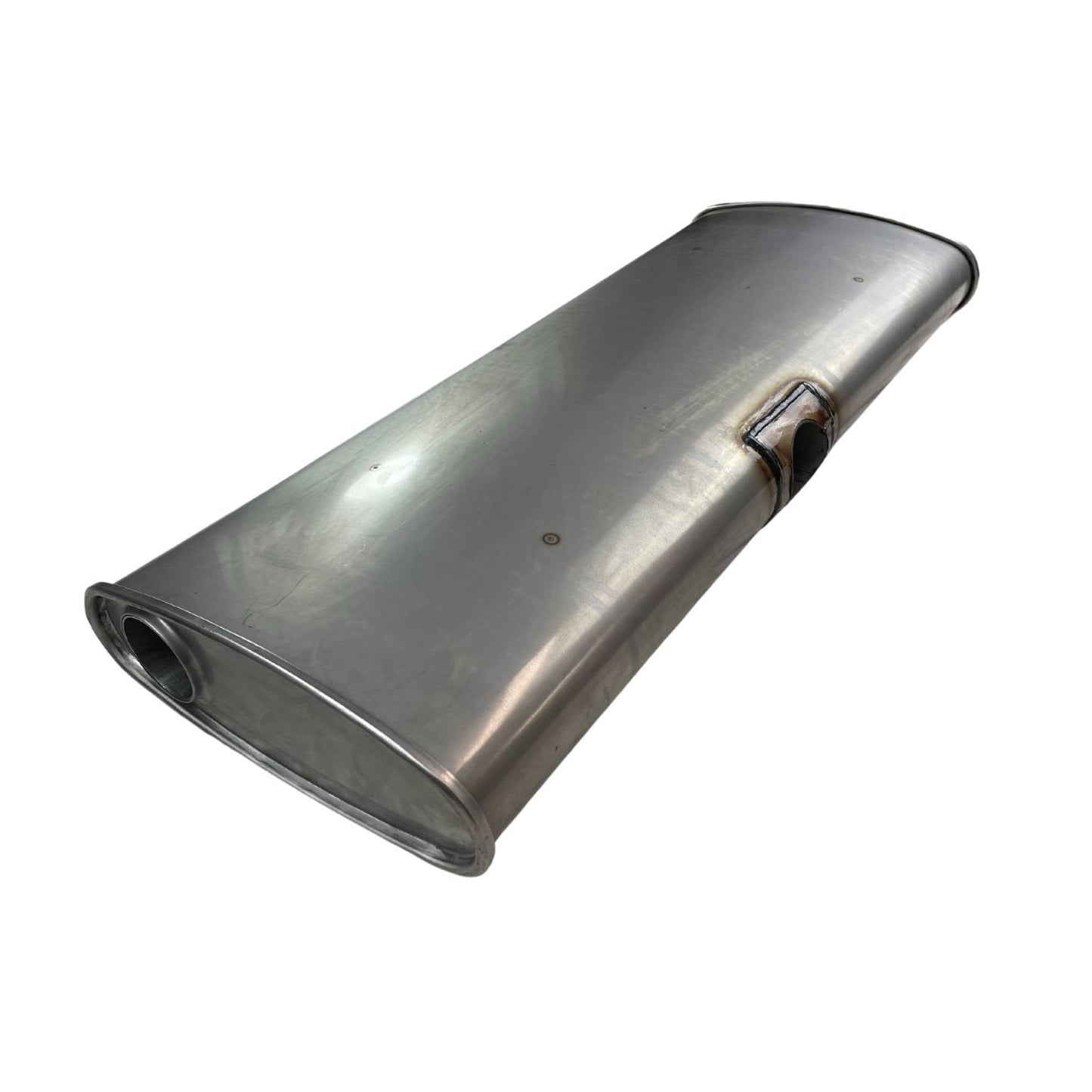 2-1/4" Triple Flow Muffler East / West - 12" x 4" Oval, 30" Long, 409 SS