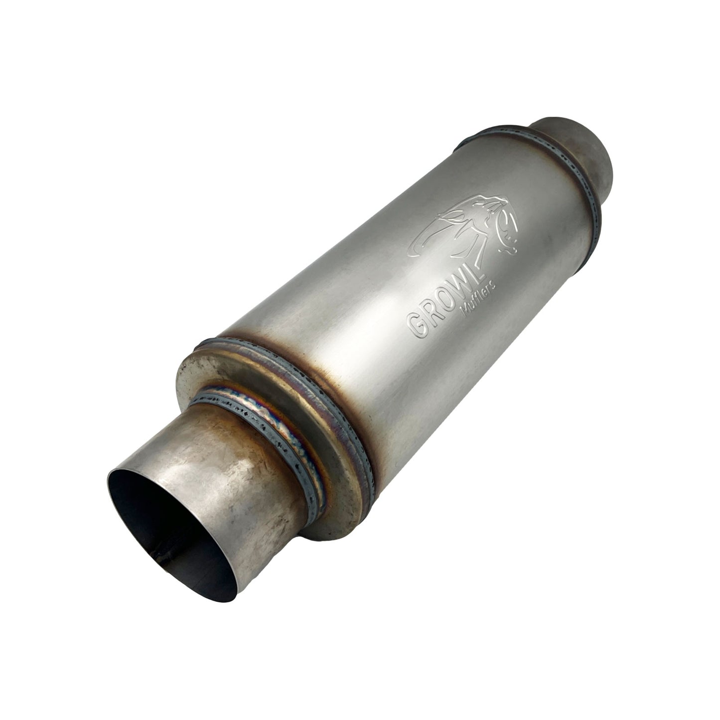4" Inch Round Performance Muffler 409 Stainless Steel 6" Diameter 14" Long