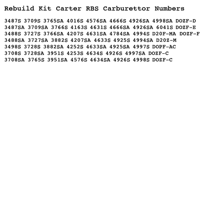 Rebuild Kit Carter RBS rebuild kit
