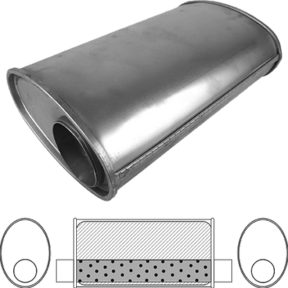 3" Performance Muffler Offset/Offset - 8" x 5" Oval, 10" Long, Aluminised Steel
