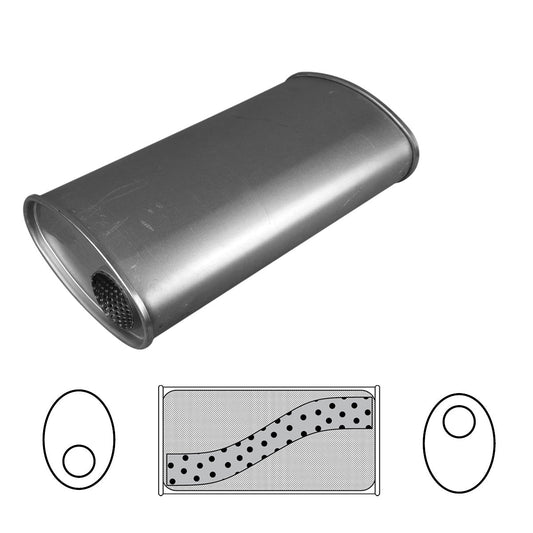 3" Performance Muffler Offset/Offset - 8" x 5" Oval, 14" Long, Aluminised Steel