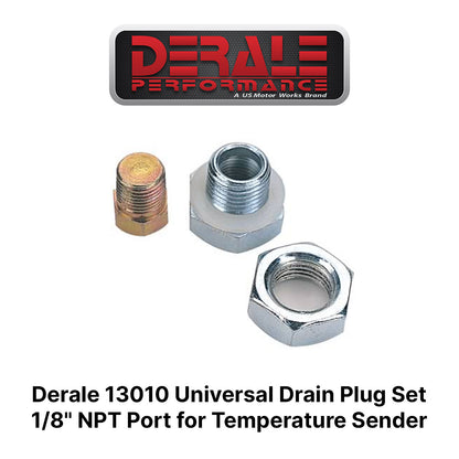 Derale 13010 Universal Transmission Pan Drain Plug Kit for 1/8" NPT Temp Sender