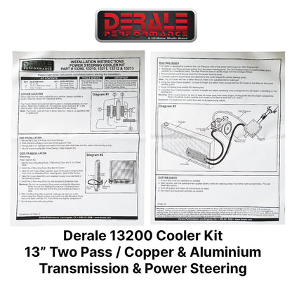 Derale 13200 13" Power Steering & Trans Cooler Kit 2 Pass Series 7000