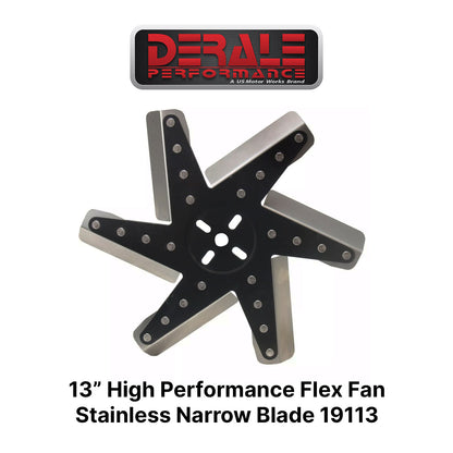 Derale 19113 High Performance Flex Fan 13" Inch Stainless Blade Black Hub