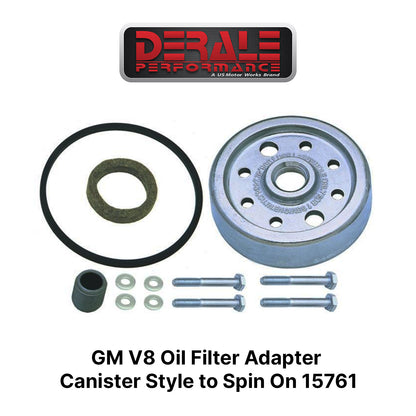 Derale 15761 V8 57-67 SB + BB Chev Canister to 13/16" Spin-On Oil Filter Adapter