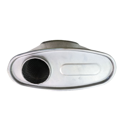 2-1/2" Lukey Muffler Offset/Centre - 10" x 4" Oval, 16" Long, 430 SS