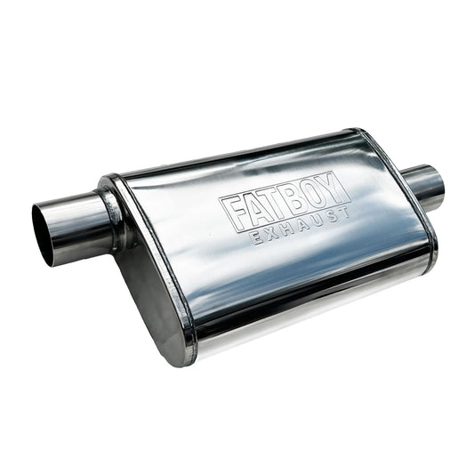 2.5" Performance Muffler 10x4x14 Oval Polished 409 Stainless Steel Offset/Centre