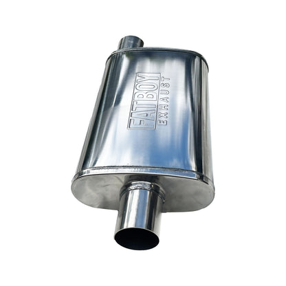 2.5" Performance Muffler 10x4x14 Oval Polished 409 Stainless Steel Offset/Centre