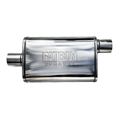 2.5" Performance Muffler 10x4x14 Oval Polished 409 Stainless Steel Offset/Centre