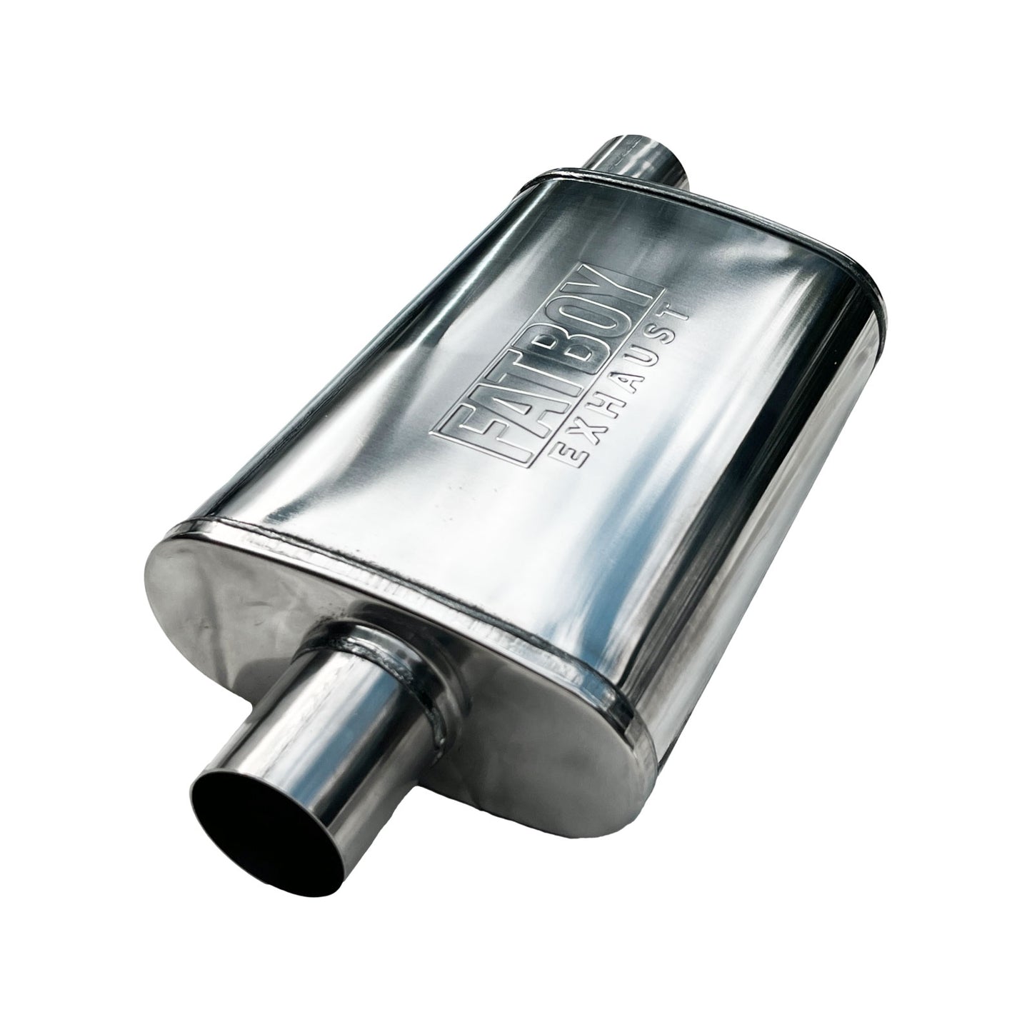 2.5" Performance Muffler 10x4x14 Oval Polished 409 Stainless Steel Offset/Centre