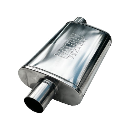 2.5" Performance Muffler 10x4x14 Oval Polished 409 Stainless Steel Offset/Centre