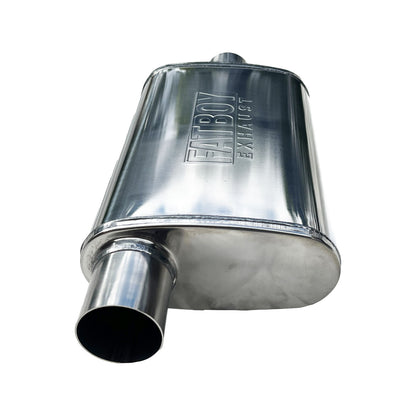 2.5" Performance Muffler 10x4x14 Oval Polished 409 Stainless Steel Offset/Centre