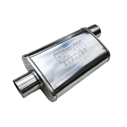 3" Performance Muffler 10x4x14 Oval Polished 409 Stainless Steel Offset/Centre
