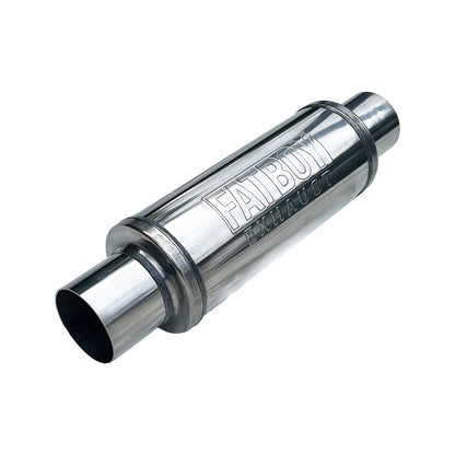 3" Inch Round Performance Muffler Polished 409 Stainless Steel 5" Diameter 12" Long