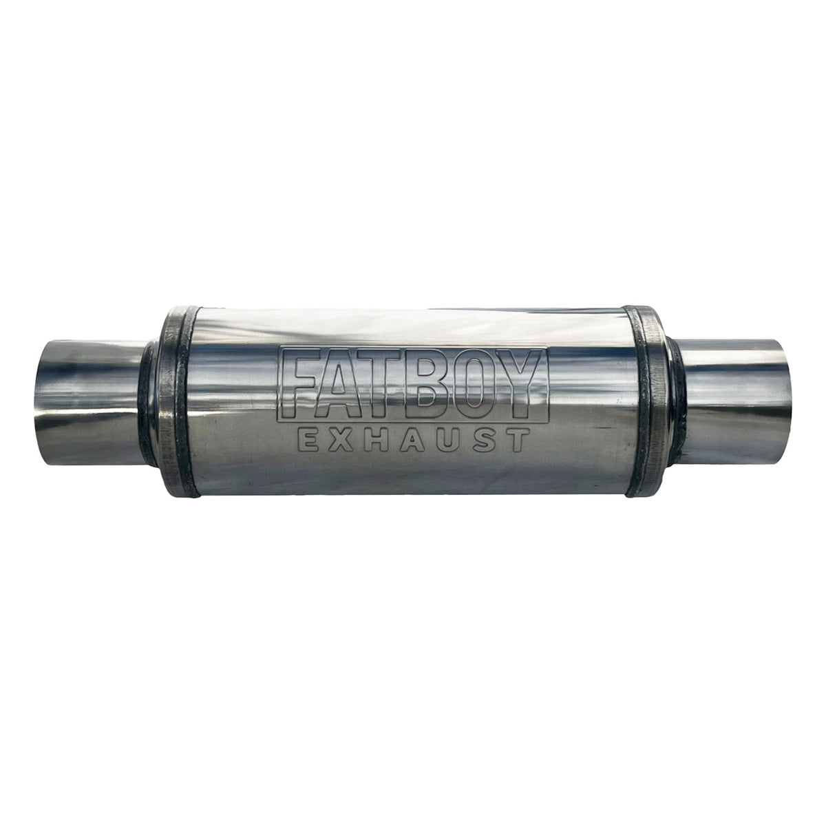 3" Inch Round Performance Muffler Polished 409 Stainless Steel 5" Diameter 12" Long