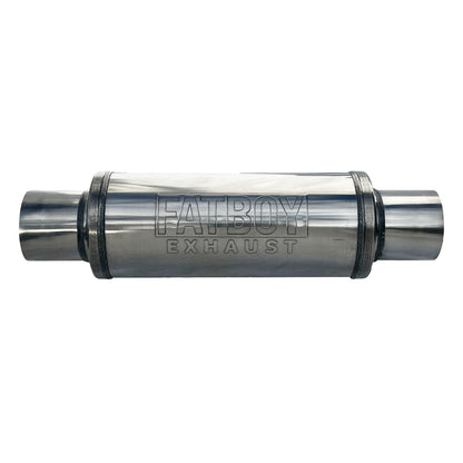 3" Inch Round Performance Muffler Polished 409 Stainless Steel 5" Diameter 12" Long