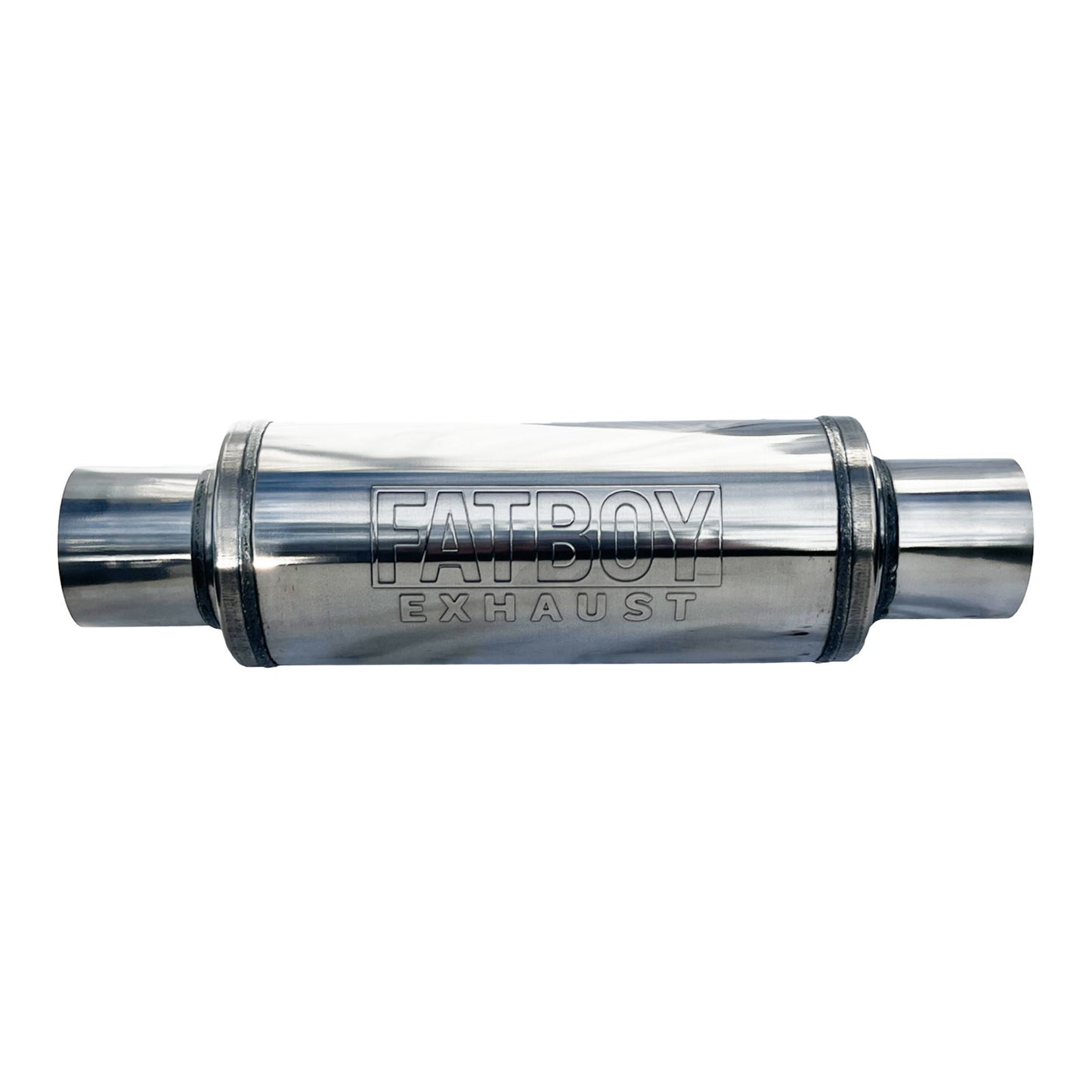 3" Inch Round Performance Muffler Polished 409 Stainless Steel 5" Diameter 12" Long