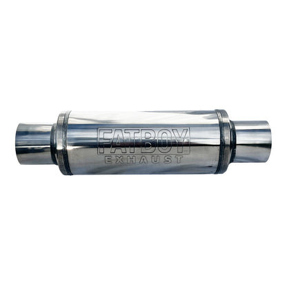 3" Inch Round Performance Muffler Polished 409 Stainless Steel 5" Diameter 12" Long