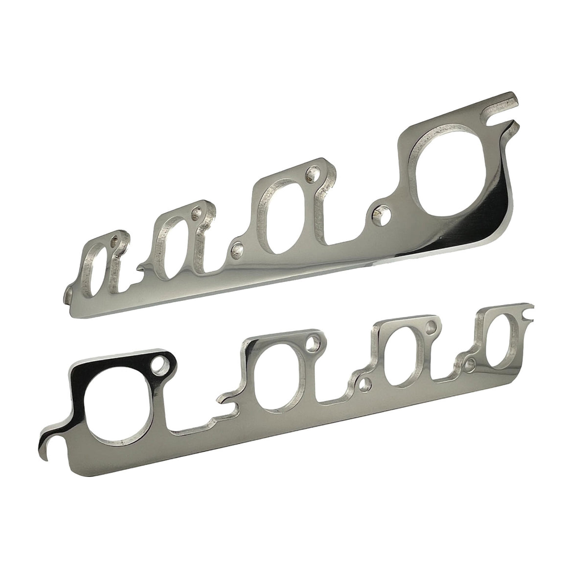 Ford 2V Cleveland 2" Oval Port Header Flange Polished 304 Stainless Steel - Pair
