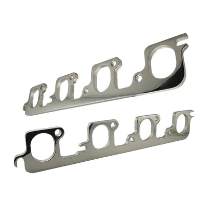 Ford 2V Cleveland 2" Oval Port Header Flange Polished 304 Stainless Steel - Pair