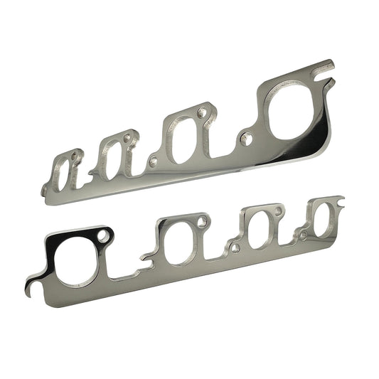 Ford 2V Cleveland 2" Oval Port Header Flange Polished 304 Stainless Steel - Pair