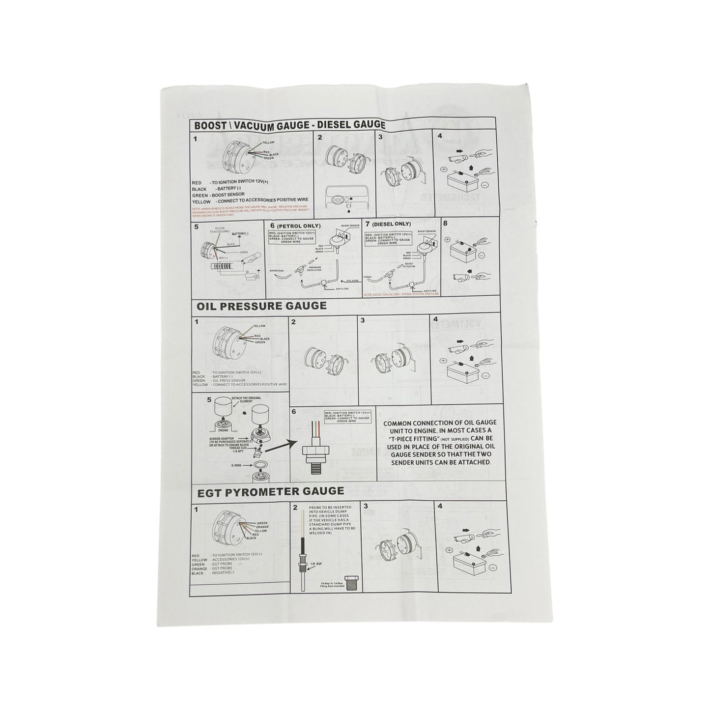 Autotecnica Turbo Diesel 2 Piece Electronic Gauge Kit - EGT Pyrometer & Boost Psi 2" 52mm